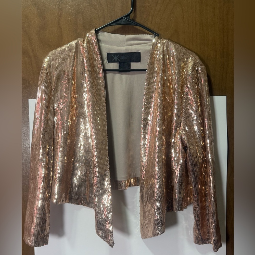 Kardashian Kollection Sequin Rose Gold Jacket size L